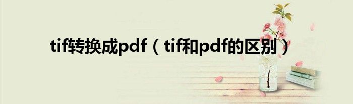 tif转换成pdf（tif和pdf的区别）