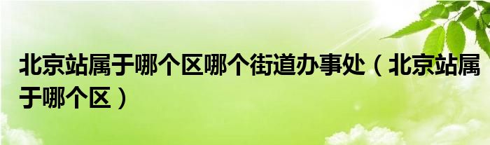 北京站属于哪个区哪个街道办事处（北京站属于哪个区）