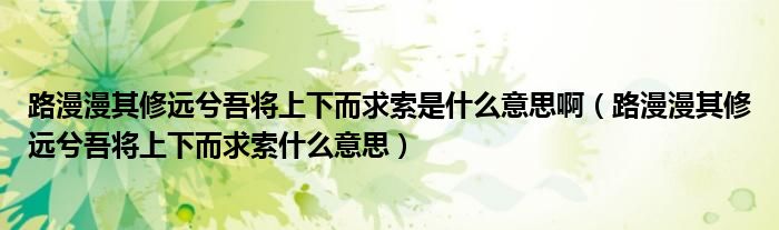 路漫漫其修远兮吾将上下而求索是什么意思啊（路漫漫其修远兮吾将上下而求索什么意思）