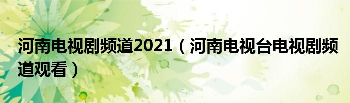 河南电视剧频道2021（河南电视台电视剧频道观看）