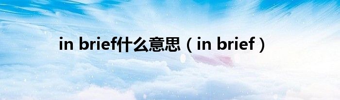 in brief什么意思（in brief）