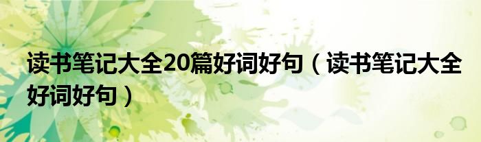 读书笔记大全20篇好词好句（读书笔记大全好词好句）