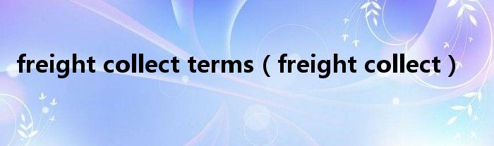 freight collect terms（freight collect）