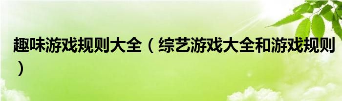 趣味游戏规则大全（综艺游戏大全和游戏规则）