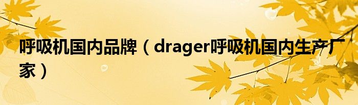 呼吸机国内品牌（drager呼吸机国内生产厂家）