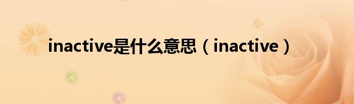 inactive是什么意思（inactive）