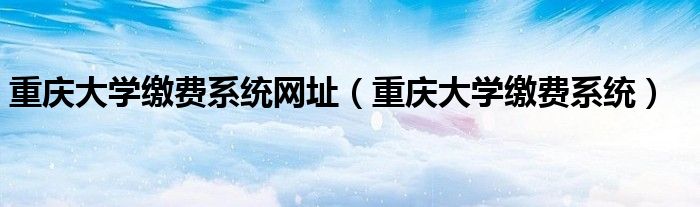 重庆大学缴费系统网址（重庆大学缴费系统）