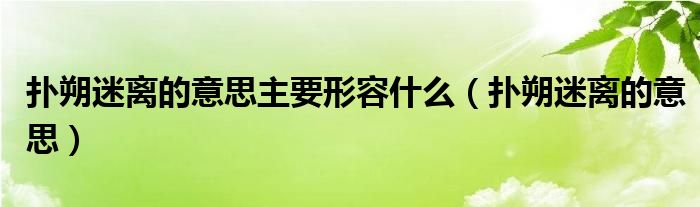 扑朔迷离的意思主要形容什么（扑朔迷离的意思）