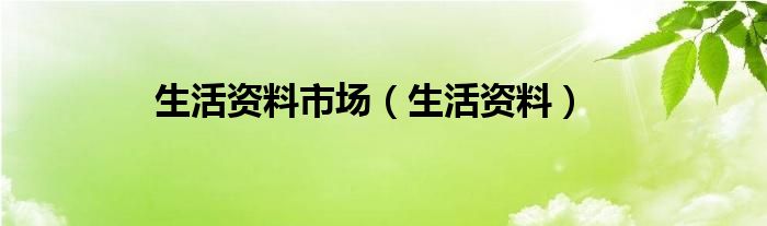 生活资料市场（生活资料）