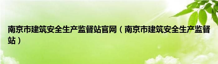 南京市建筑安全生产监督站官网（南京市建筑安全生产监督站）