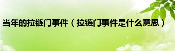 当年的拉链门事件（拉链门事件是什么意思）