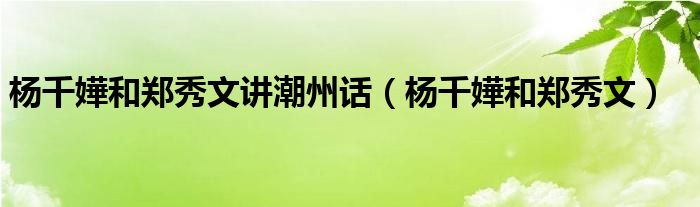 杨千嬅和郑秀文讲潮州话（杨千嬅和郑秀文）