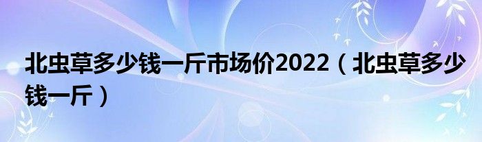 北虫草多少钱一斤市场价2022（北虫草多少钱一斤）