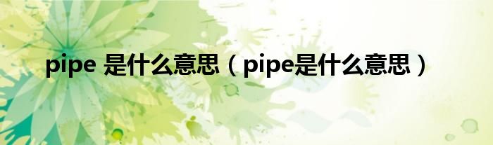 pipe 是什么意思（pipe是什么意思）