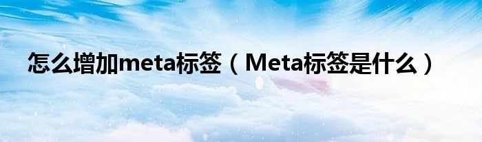 怎么增加meta标签（Meta标签是什么）