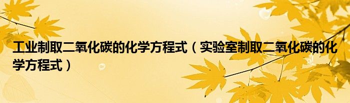 工业制取二氧化碳的化学方程式（实验室制取二氧化碳的化学方程式）