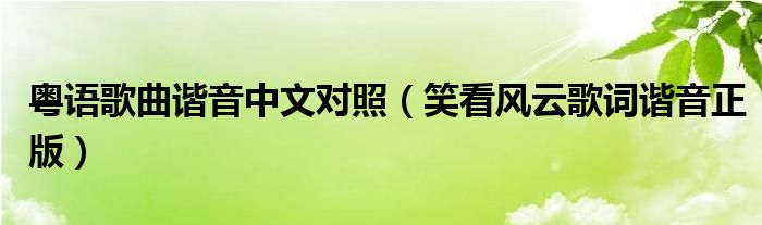 粤语歌曲谐音中文对照（笑看风云歌词谐音正版）