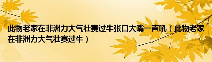 此物老家在非洲力大气壮赛过牛张口大嘴一声吼（此物老家在非洲力大气壮赛过牛）