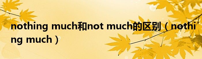 nothing much和not much的区别（nothing much）