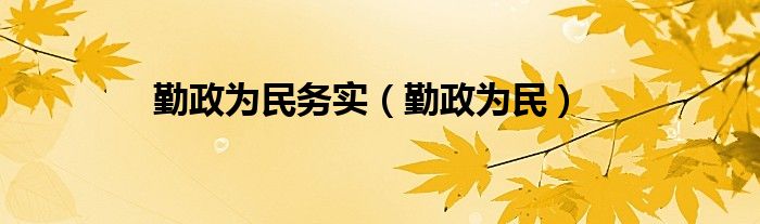 勤政为民务实（勤政为民）