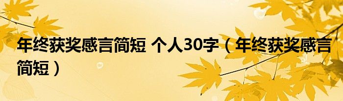 年终获奖感言简短 个人30字（年终获奖感言简短）