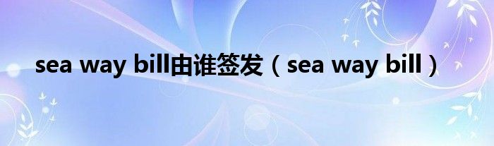 sea way bill由谁签发（sea way bill）