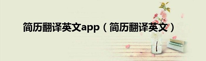 简历翻译英文app（简历翻译英文）