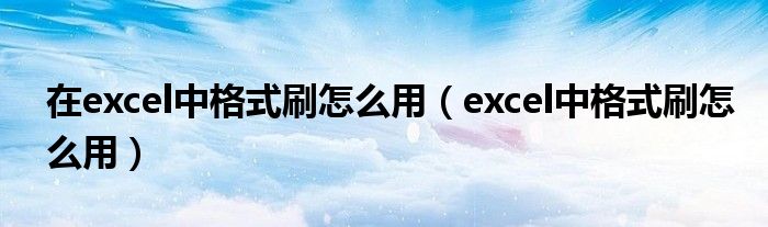 在excel中格式刷怎么用（excel中格式刷怎么用）