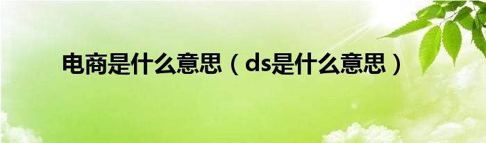 电商是什么意思（ds是什么意思）