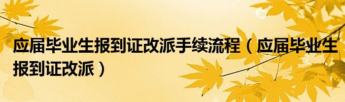 应届毕业生报到证改派手续流程（应届毕业生报到证改派）