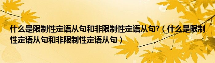 什么是限制性定语从句和非限制性定语从句?（什么是限制性定语从句和非限制性定语从句）