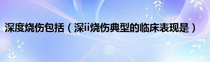 深度烧伤包括（深ii烧伤典型的临床表现是）