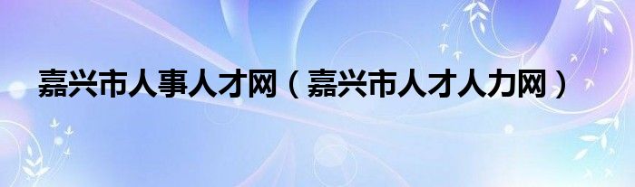 嘉兴市人事人才网（嘉兴市人才人力网）