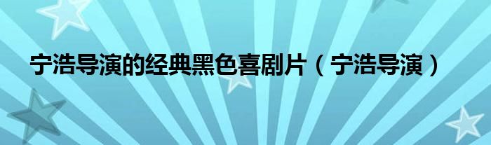 宁浩导演的经典黑色喜剧片（宁浩导演）