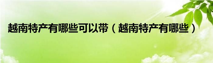 越南特产有哪些可以带（越南特产有哪些）