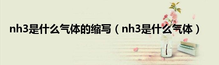 nh3是什么气体的缩写（nh3是什么气体）