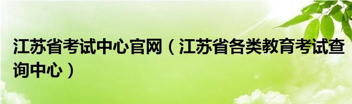 江苏省考试中心官网（江苏省各类教育考试查询中心）