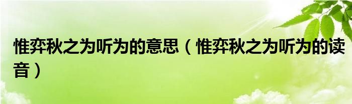 惟弈秋之为听为的意思（惟弈秋之为听为的读音）