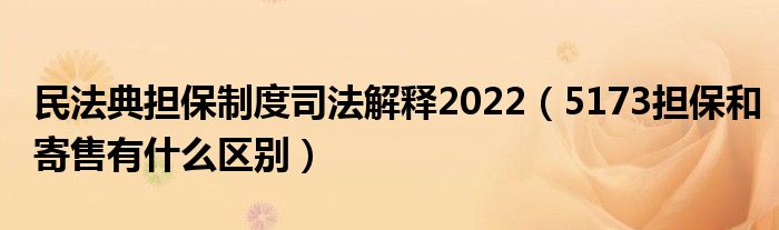 民法典担保制度司法解释2022（5173担保和寄售有什么区别）