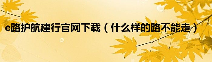 e路护航建行官网下载（什么样的路不能走）