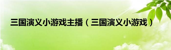 三国演义小游戏主播（三国演义小游戏）