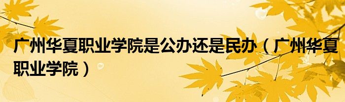 广州华夏职业学院是公办还是民办（广州华夏职业学院）