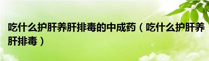 吃什么护肝养肝排毒的中成药（吃什么护肝养肝排毒）