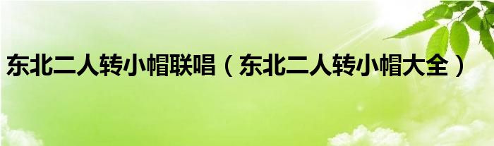 东北二人转小帽联唱（东北二人转小帽大全）