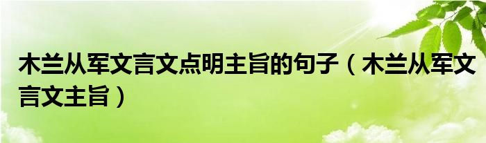 木兰从军文言文点明主旨的句子（木兰从军文言文主旨）