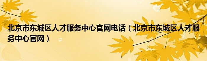 北京市东城区人才服务中心官网电话（北京市东城区人才服务中心官网）