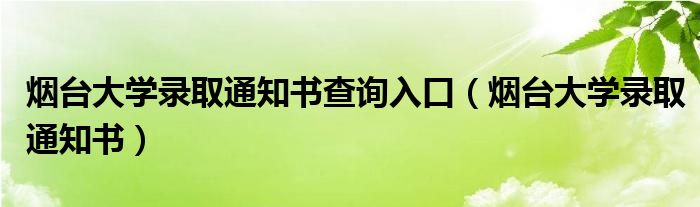 烟台大学录取通知书查询入口（烟台大学录取通知书）