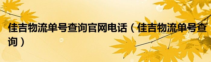 佳吉物流单号查询官网电话（佳吉物流单号查询）