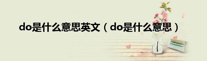 do是什么意思英文（do是什么意思）