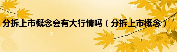 分拆上市概念会有大行情吗（分拆上市概念）